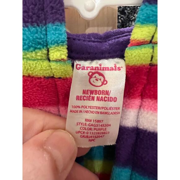Garanimals Newborn Rainbow Stripe Fleece Hoodie Jacket - Picture 3 of 4